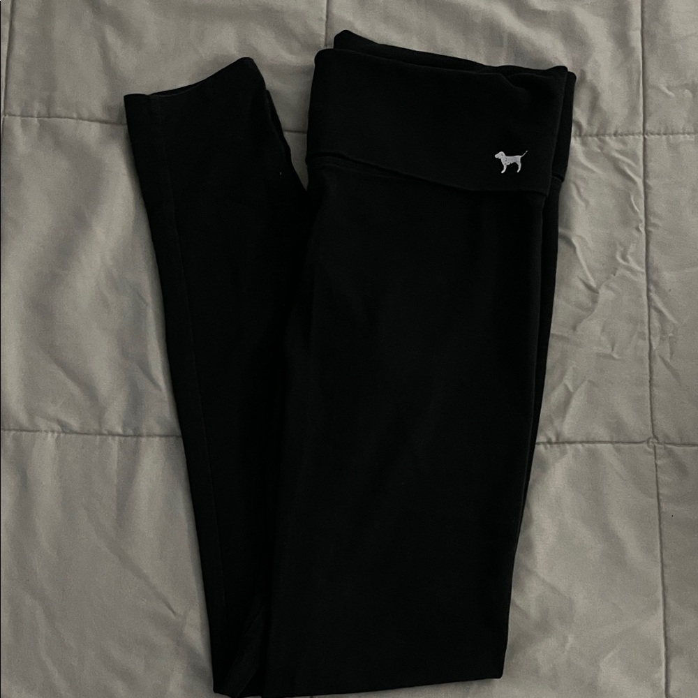 PINK Black Yoga Leggings with Logo